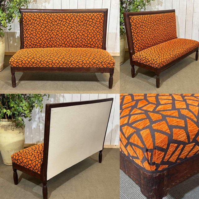 Bistro Bench in Upholstery and Fabric, 1930s For Sale - Image 3 of 14