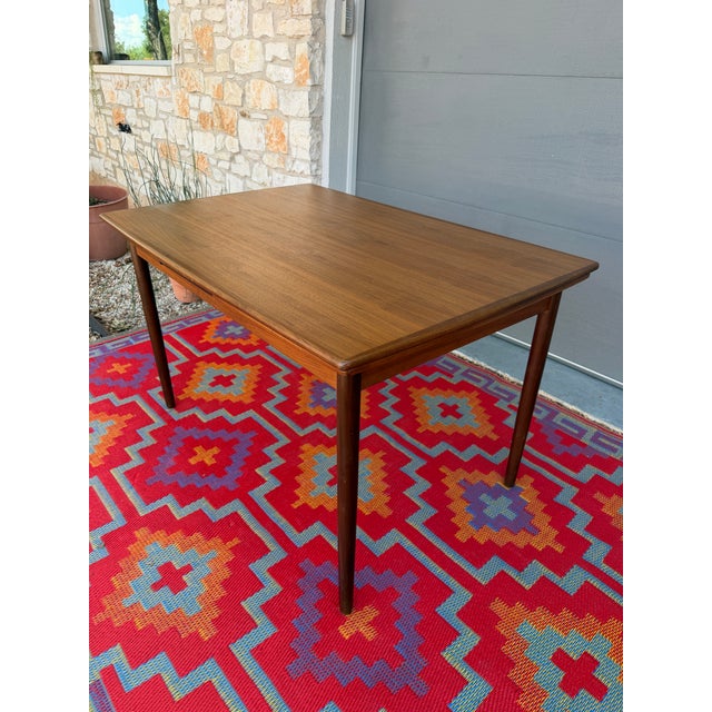 Teak and Walnut Draw Leaf Extending Dining Table For Sale In Austin - Image 6 of 9