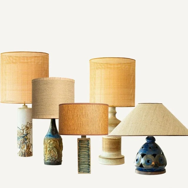 One of the five ceramic table lamps, 1970s. This set brings a rich visual appeal to any interior. with its beautiful...