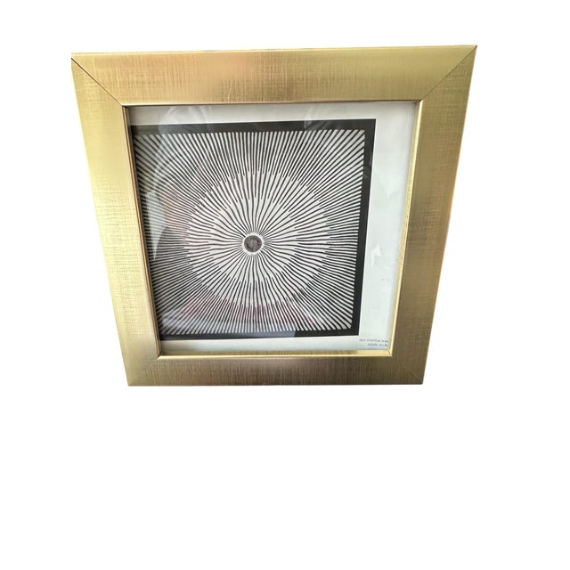 1990s Vintage Framed Authentic Original Hermès Art Advertisement Lithograph Featuring Hermès Black White Geometric For Sale In Miami - Image 6 of 6