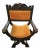 19th-Century Continental Renaissance Style Carved Walnut Lion Armchair in Gold Velvet For Sale