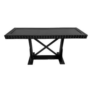 Vintage Industrial Iron X Rivet Console Table For Sale