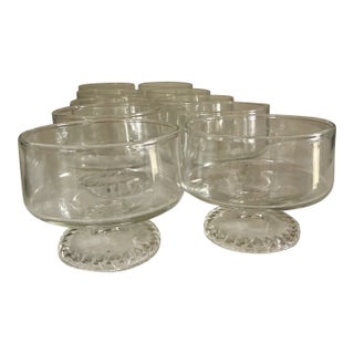 Mid 20th Century Anchor Hocking Cubist Footed Dessert Cups - Set of 10 For Sale