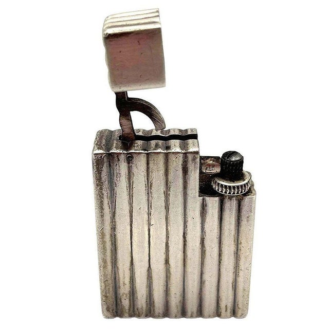 1930s Art Deco Sterling Silver Petrol Lift Lighter by Cartier Paris Derose For Sale - Image 4 of 8