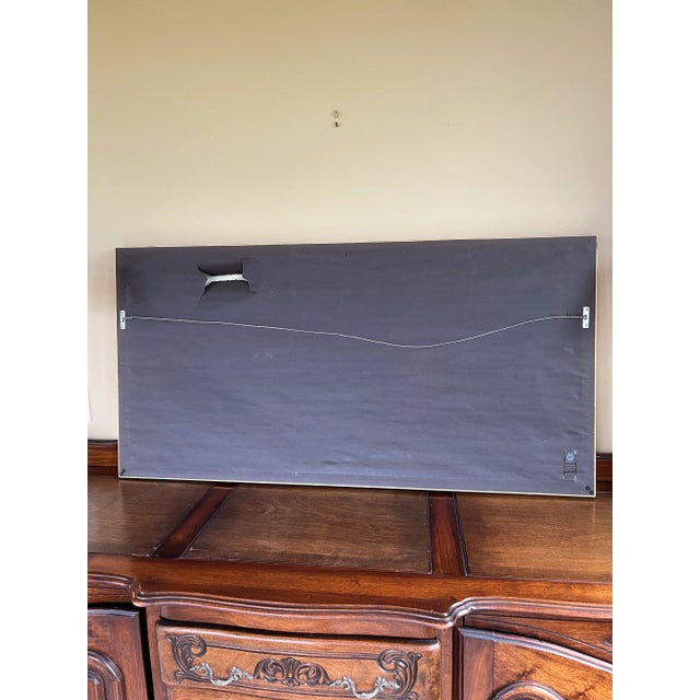 Light Green Mountain Landscape With Lake and Ducks Oil Painting, Gold Gilt Frame. For Sale - Image 8 of 9