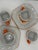 Mid-Century Modern 1950s Mid-Century Modern Trend by Nasco Geometric Orange and White Ceramic Mug and Saucer Set - 9 pcs For Sale - Image 3 of 11