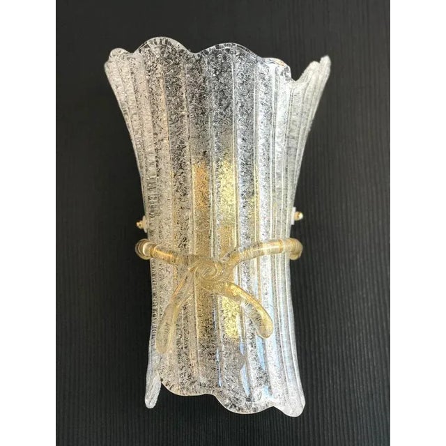 Metal Italian Murano Glass Wall Sconces from Barovier & Toso, 1970s, Set of 2 For Sale - Image 7 of 15