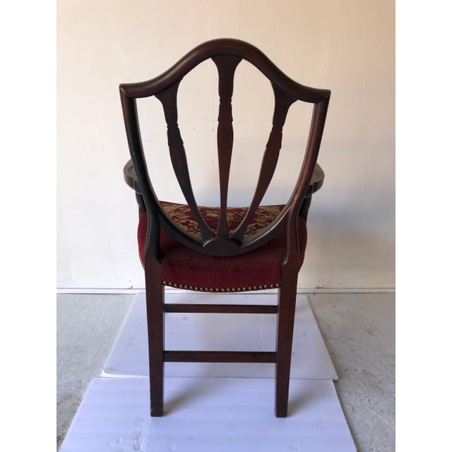 Vintage Mahogany Arm Chair Needlepoint Upholstery For Sale - Image 9 of 11