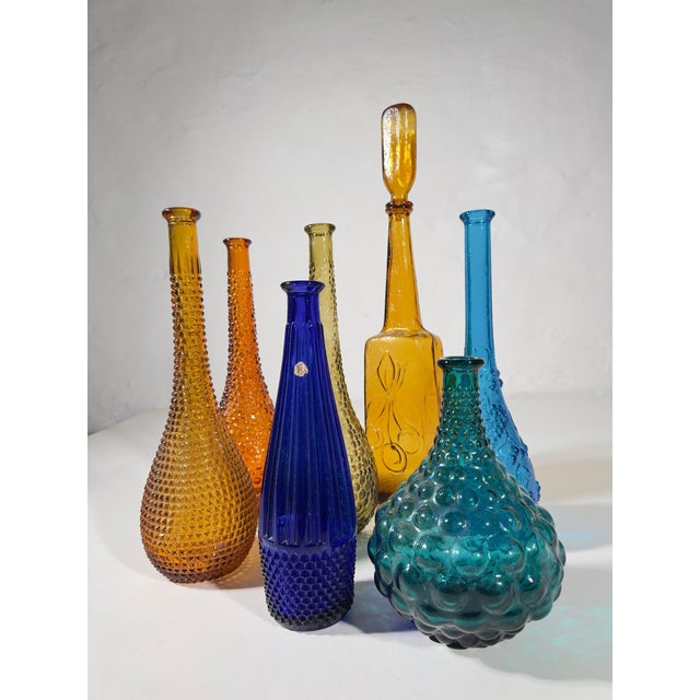 Glass A Symphony of Saturated Light attributed to Empoli Genie Bottles, 1960s, Set of 7 For Sale - Image 7 of 13