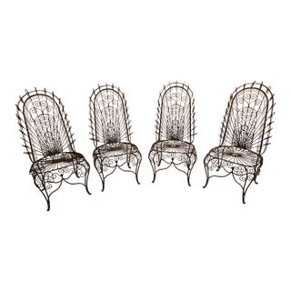 Mid 20th Century John Salterini High-Back Hearts Peacock Chairs, Attributed - Set of 4 For Sale