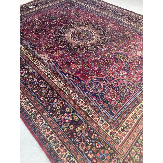 Antique Classical Piece with Signature Jewel Tones with Lime Greens Rug 10 x 13.4 For Sale - Image 13 of 18