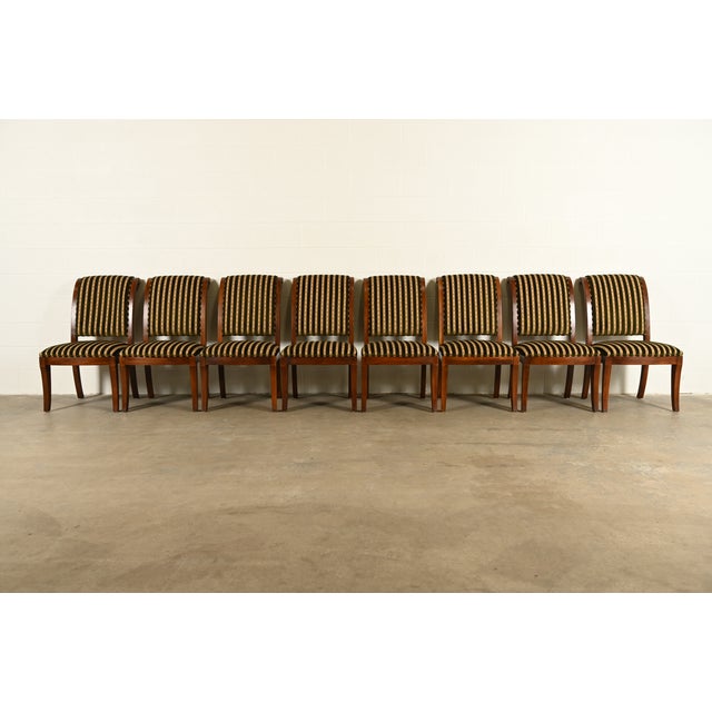 Neoclassical Henredon French Empire Carved Mahogany Dining Chairs, Set of Eight For Sale - Image 3 of 14