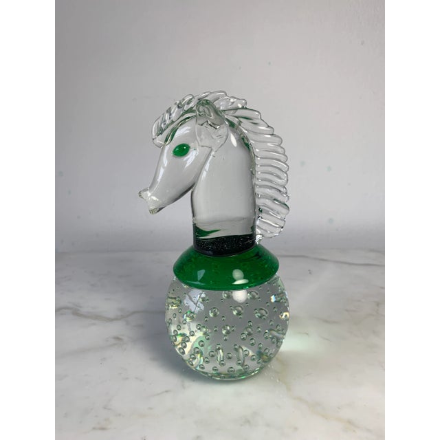 Transparent Mid Century Horse Head Controlled Bubble Ball Paperweight For Sale - Image 8 of 10