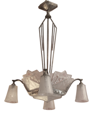 French 4-Arms Chandelier by Muller Frères for Muller Frères, 1930s