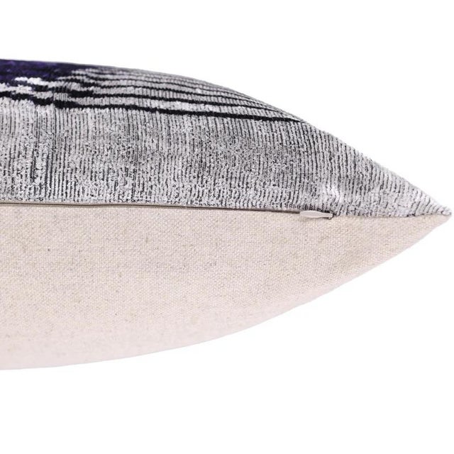 Luxury Purple Silk Velvet Throw Pillow 16x24 – Handmade Modern Geometric Lumbar For Sale In San Francisco - Image 6 of 8