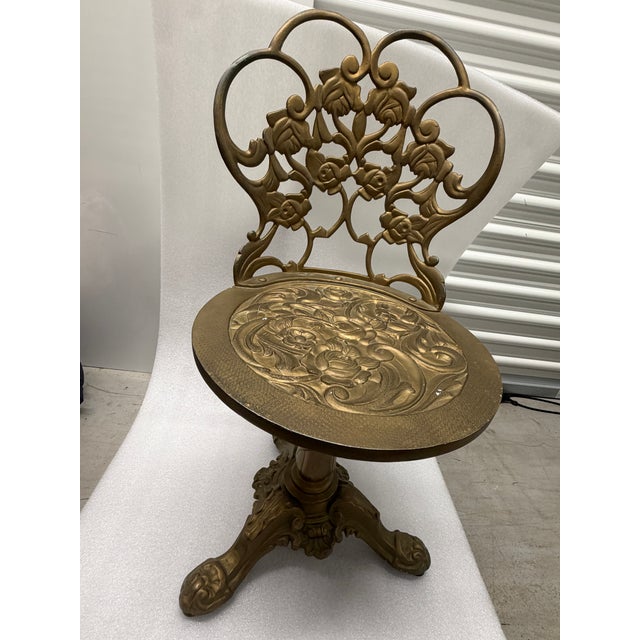 Kessler cast iron ornate boudier vanity pivoting chairs. No markings.