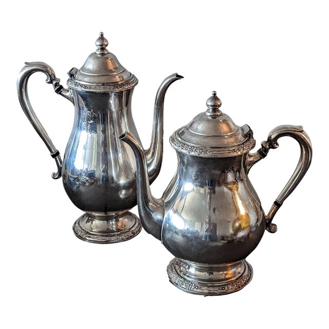 70's International Sillver Shapely Tea and Coffee Set- 2 Pieces For Sale