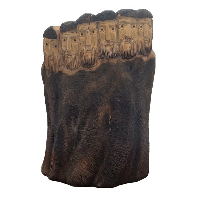 Wooden Sculpture of Jewish Men, 1950s-1970s For Sale