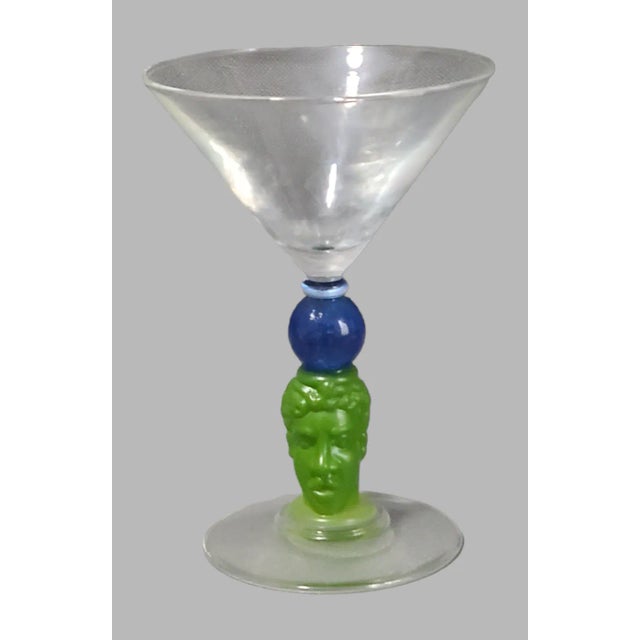 Art Deco Vintage Richard Jolley Figural Bombay Sapphire Gin Martini Glass For Sale - Image 3 of 6