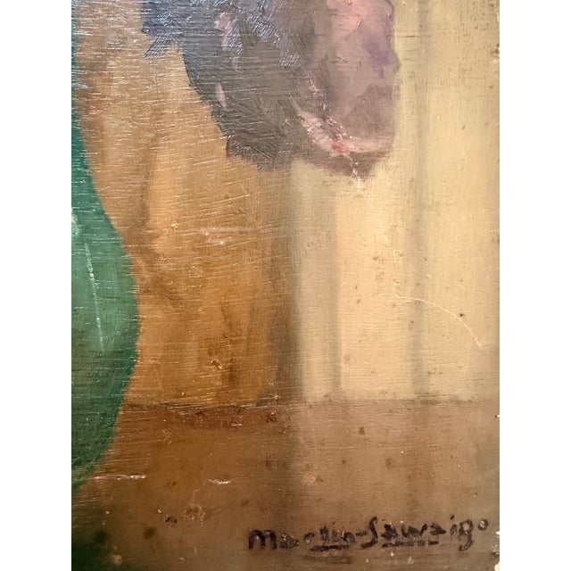 Bouquet of Anemones, Oil Painting on Panel, Signed Charles Martin-Sauvaigo 1966 For Sale - Image 10 of 12