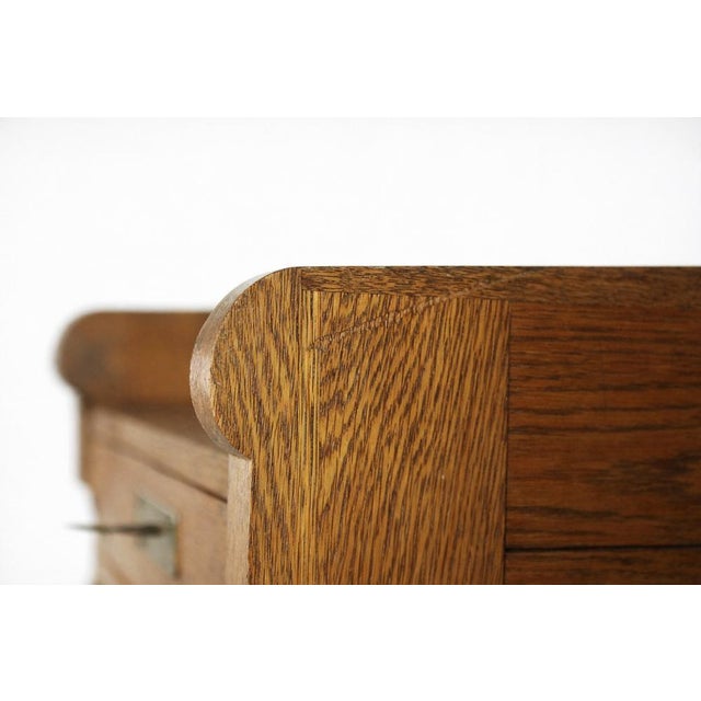 Vintage English Industrial Oak Filing Cabinet with Drawers, 1920s For Sale - Image 16 of 18