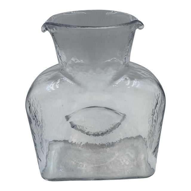 Vintage Blenko No. 384 Hand-Blown Clear Glass Water Bottle Decanter For Sale