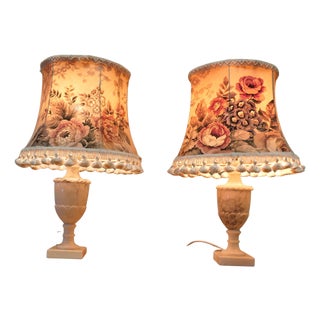 Vintage White Marble Lamps, 1930, Set of 2 For Sale