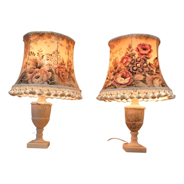 Vintage White Marble Lamps, 1930, Set of 2 For Sale
