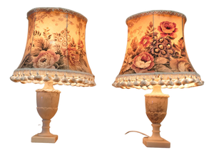 Vintage White Marble Lamps, 1930, Set of 2