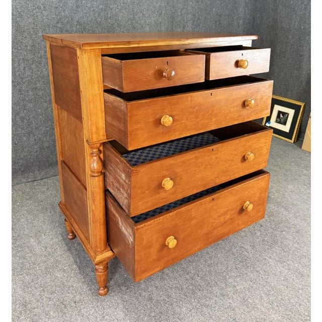 19th Century 19th Century Solid Walnut Five Drawer Chest For Sale - Image 5 of 15