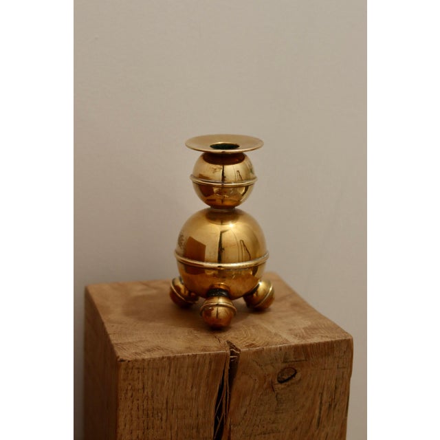 Metal Mid-Century Swedish Brass Candleholders from ALB Lindström, Eskiltuna, Set of 2 For Sale - Image 7 of 8