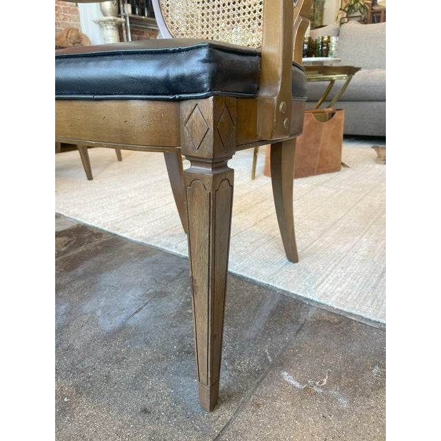 Chestnut Vintage French Caned-Back Dining Chairs, Maison Jansen Style-1960s For Sale - Image 8 of 12