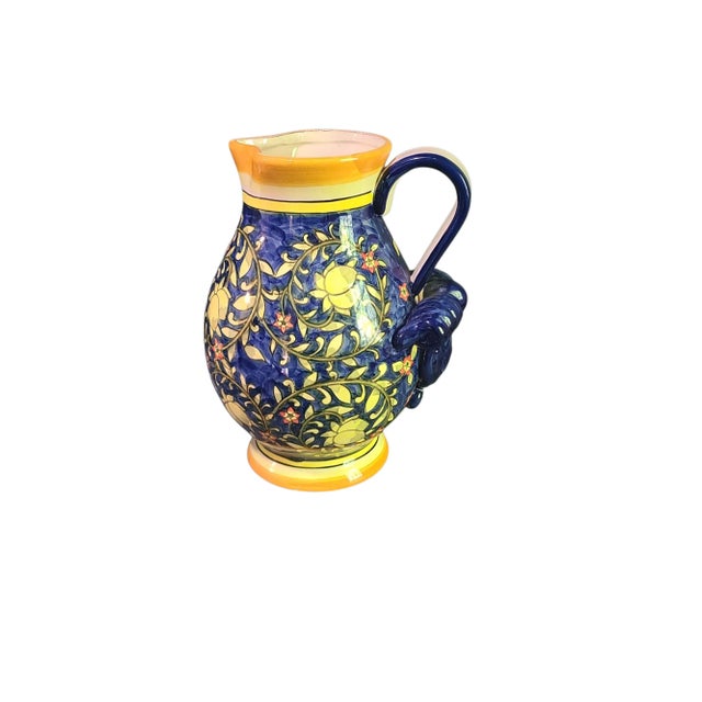 Vintage Hand Painted Colorful Ceramic Talavera Pitcher For Sale - Image 9 of 9