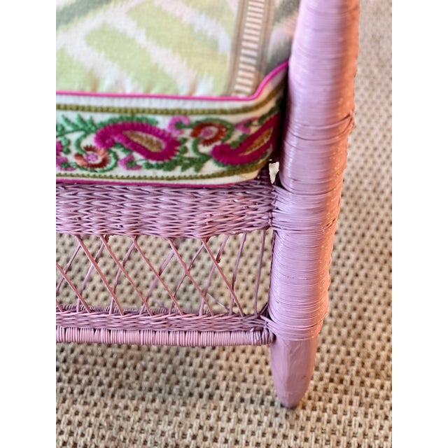 Pair of Pink Wicker Chairs Palm Beach Style For Sale In West Palm - Image 6 of 14