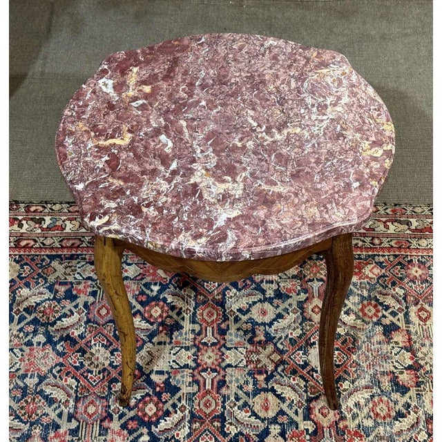 20th Century Louis XV Pedestal Table in Rosewood and Oak with Marble Top For Sale - Image 3 of 10