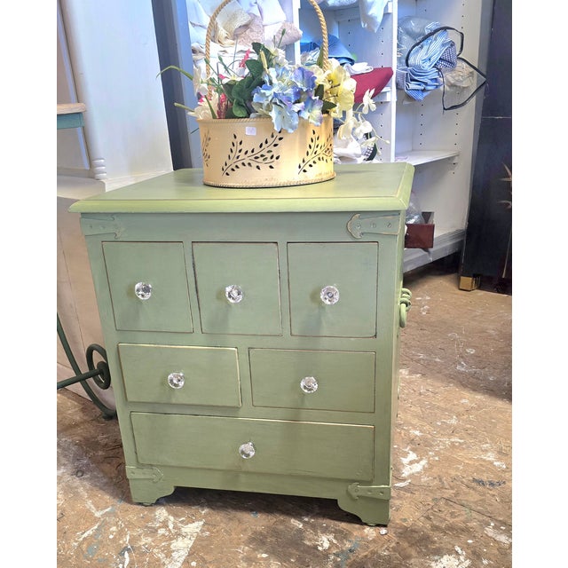 Vintage Apothecary drawers, end table unit. Solid wood with 6 drawers, that pull all the way out, capable of storing more...