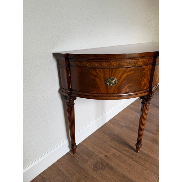 Traditional 1940s Joseph Gerte Custom Demilune Inlaid Mahogany Server or Sideboard For Sale - Image 3 of 12