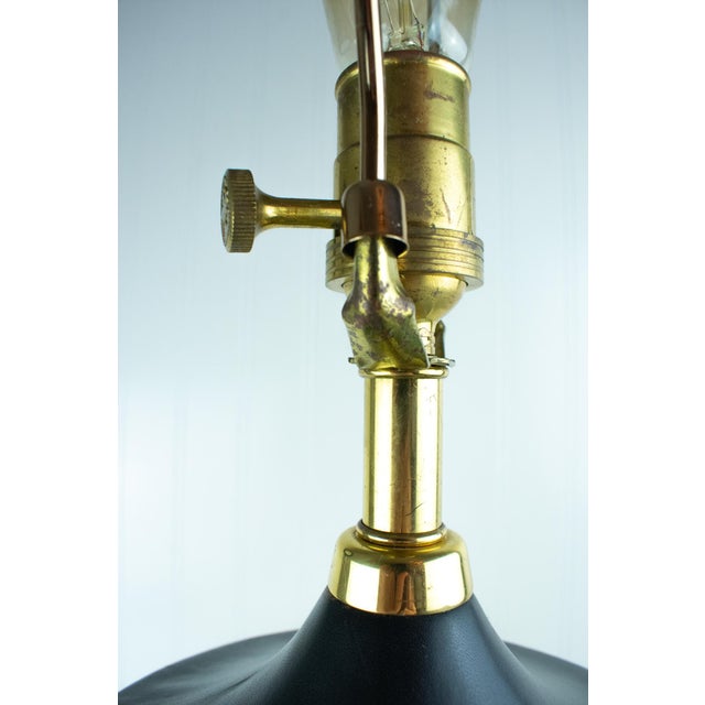 Vintage 1983 Sarreid #9018 — 8 Prancing Horses — Brass & Leather Table Lamp, Black & Gold For Sale - Image 12 of 16