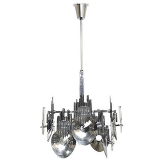 Italian Chrome Chandelier by Oscar Torlasco, 1960s For Sale