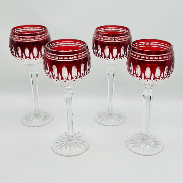 Hollywood Regency Vintage Crystal Glasses from Waterford, 1980s, Set of 4 For Sale - Image 3 of 11