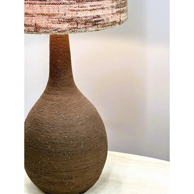 Vintage Ceramic Floor Lamp with Textured Wool Shade, 1970s For Sale - Image 12 of 13