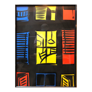 Tom SlaughterNew York Night, Vintage Large Modernist Pop Art Sllkscreen, 1992