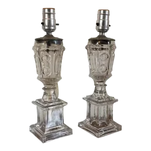 19th Century American Empire Glass Oil Fluid Lamps - A Pair