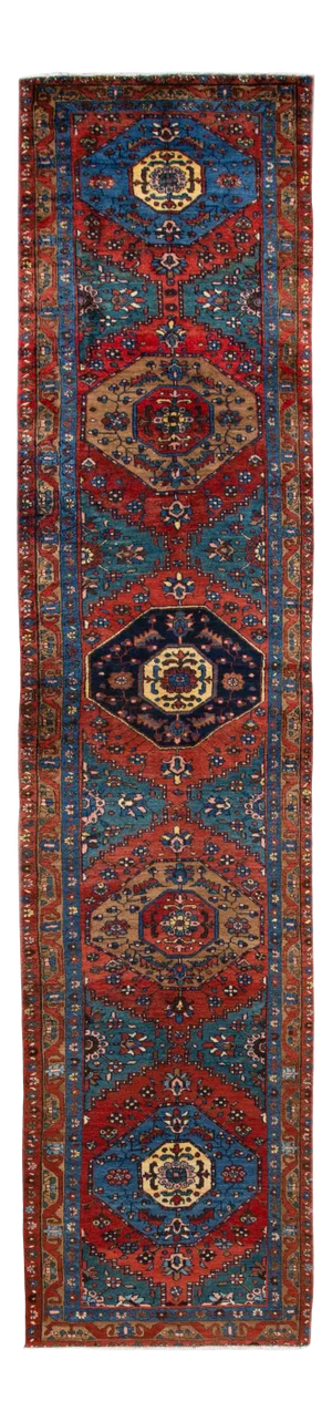 Blue Antique Heriz Handmade Wool Runner