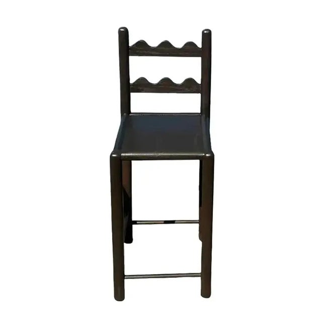 French Country Solid Oak Country French Counter Stools Set of 5 For Sale - Image 3 of 4