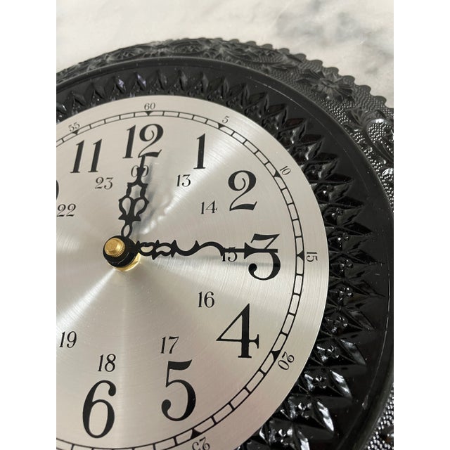 Victorian 1970s Black Glass Clock by Tiara Glass For Sale - Image 3 of 6