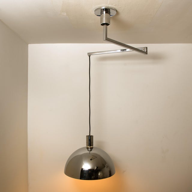 Metal AM/AS Ceiling Lamp with Chromed Swing Arm by Franco Albini for Sirrah, 1960s For Sale - Image 7 of 10