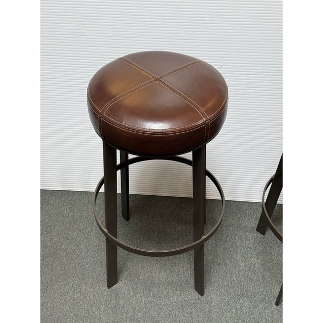 2010s Berman Rosetti Bon Bon Swivel Barstools, Pair For Sale - Image 5 of 12