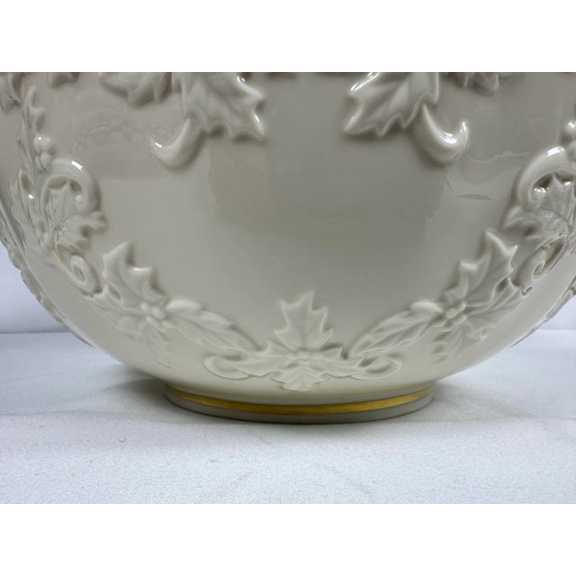 Victorian Lenox Holiday Hostess Ivory Gold Rim 12.5" Punch Bowl - Mint Condition For Sale - Image 3 of 7