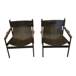 Cisco Brothers Leather Barcelona Chairs - a Pair For Sale